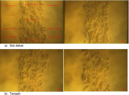 Gambar 3 dan 4. Pengamatan strukturmikro PEB U3Si2/Al dilakukan pada bagian 