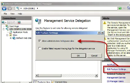 Figure 2-7. Editing the Management Service Delegation feature settings 