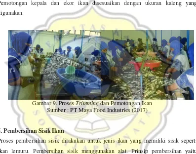 Gambar 9. Proses Trimming dan Pemotongan Ikan 