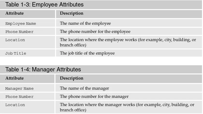 Table 1-3: Employee Attributes