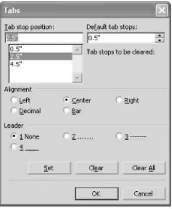 Figure 2-16. Three kinds of custom tab stops