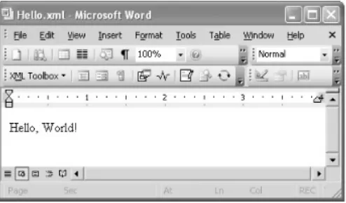 Figure 2-1. Our hand-edited WordprocessingMLfile, opened in Word