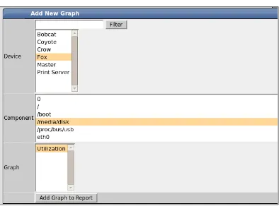 table. We can add as many graphs as we need. In the GraphsComponentreport's summary information, including  table, we see the Sequence number, Name, Device, , and Graph type (see the following screenshot)