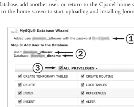 Figure 3.5 Create a user and a password for the new database.