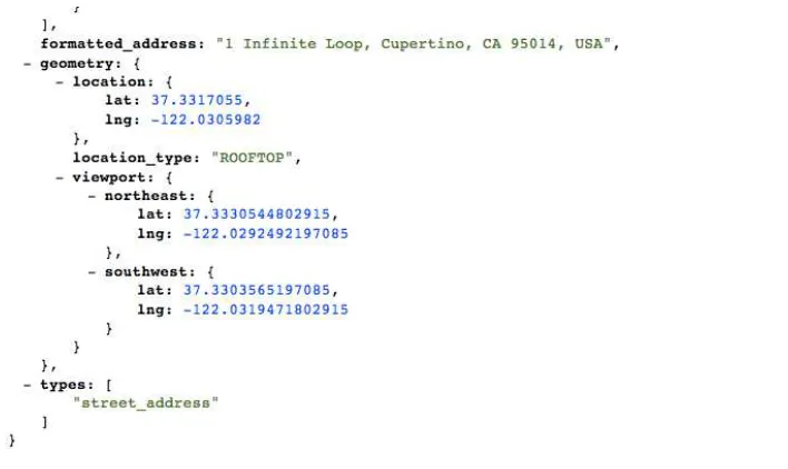 Figure 2-6. Find the longitude and latitude of a location that you would like to map using the Geocoding API