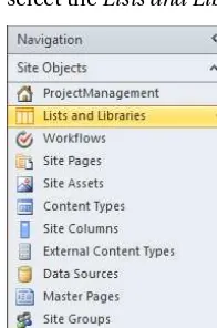 Figure 2-6. Selecting the Lists and Libraries page 