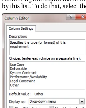 Figure 2-14. Creating the Requirement Type column 