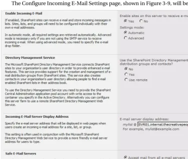 Figure 3-9. The Configure Incoming E-Mail Settings page with Automatic mode 
