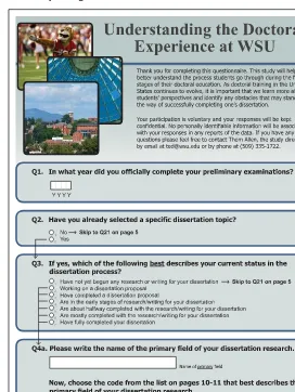 FIGURE 2.5First page of the paper version of the WSU Doctoral StudentExperience Survey, designed to attract interest.