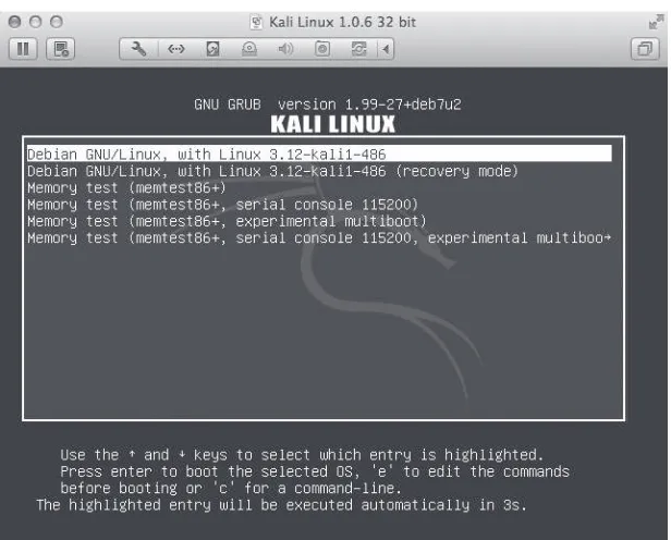 Figure 1-1: Opening the Kali Linux virtual machine