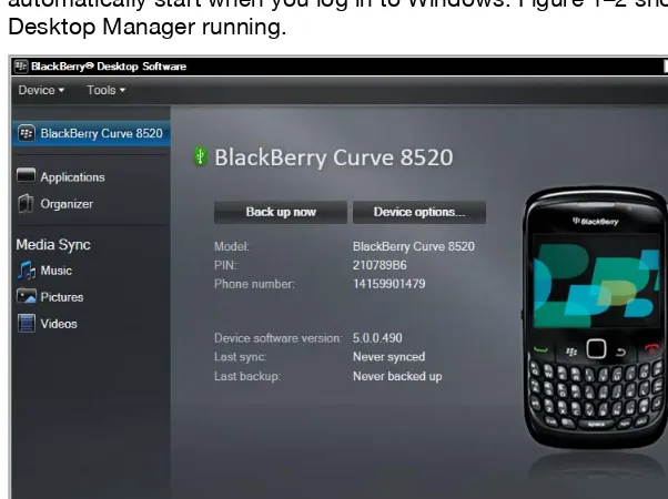 Figure 1–2.�BlackBerry Desktop Software 