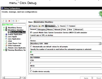 Figure 1–7. Configuring Eclipse to launch the MDS 
