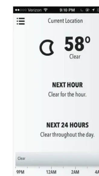 Figure 5.2 Forecast.io features a clean user interface that neatly presents weather data