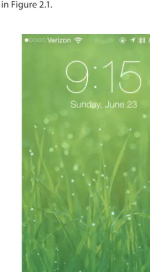 Figure 2.1 In iOS 7, the use of attributes such as Helvetica Neue-Light as a system font or white as a font color are examples of interface design elements.