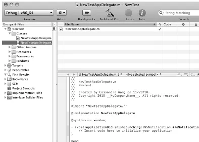 Figure 2–5. Every Xcode project consists of multiple files organized in separate folders