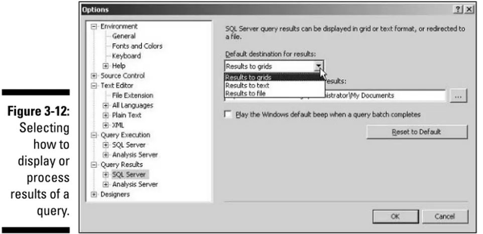 Figure 3-13: Choosing a keyboard scheme.Figure 3-12:Selectinghow todisplay orprocessresults of aquery.