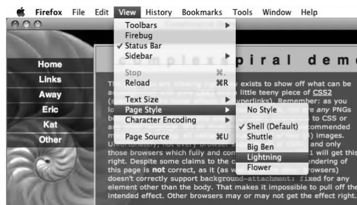 Figure 1.3: Alternative style sheets in the Complex Spiral Demo 