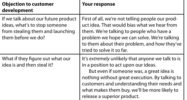 Table 1-1. Responding to common objections