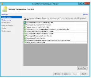 FIGURE 2-5 Using the Table Memory Optimization Advisor checklist to migrate disk-based tables.