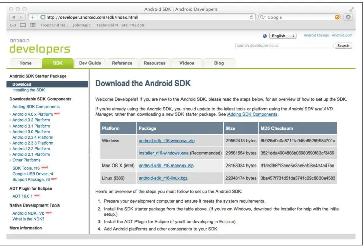 Figure 2-1. Android SDK download page