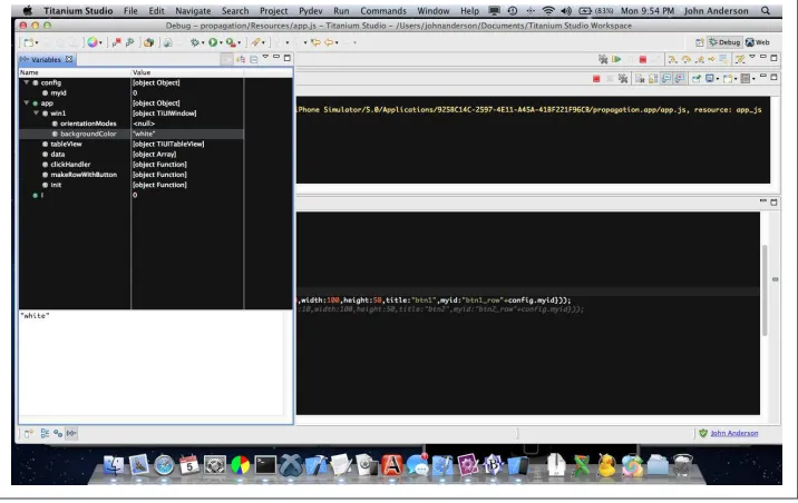 Figure 3-3. Titanium Studio allows you to inspect variables and attribute values