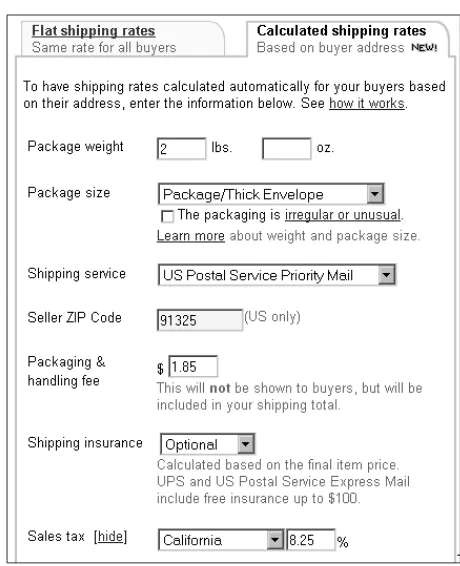 Figure 10-4 shows the choices available inShipping Service drop-down list.