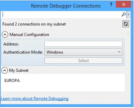 Figure 1-13. Selecting a remote device to use for debugging