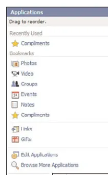 Figure 1.2Facebook Applications menu