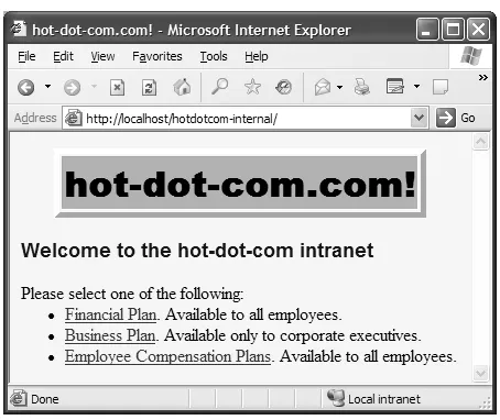 Figure 3–14Home page for the hot-dot-com.com intranet.