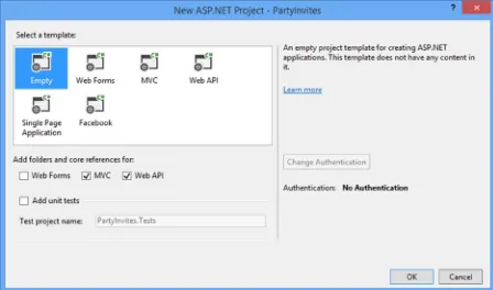 Figure 2-2. Selecting the ASP.NET project type
