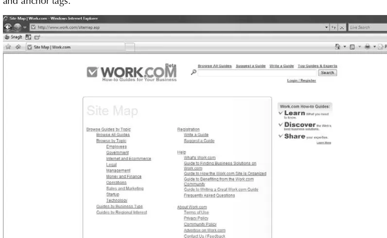 FIGURE  3-5A site map allows you to include links to all of your pages, two to three levels deep, that include keywords