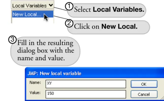 Table variables are available to the entire table. Table variable names are displayed in the Tables 