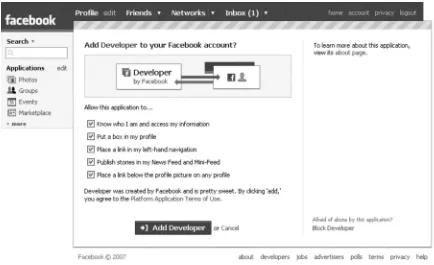 Figure 2-4. Facebook’s Developer application installation screen