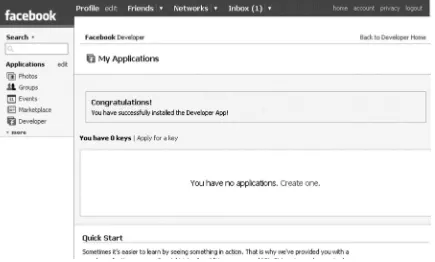 Figure 2-5. Facebook’s Developer welcome screen