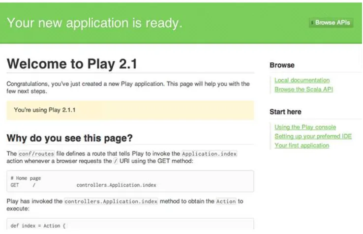 Figure 1.3The default welcome page for a new Play application