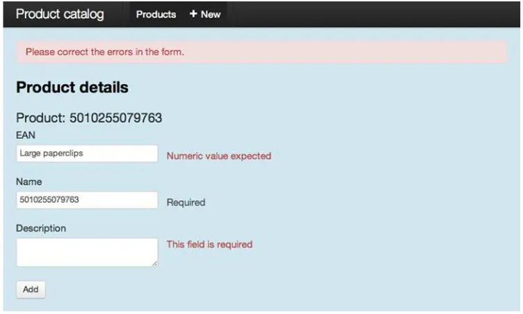 Figure 2.6The product form, showing validation errors