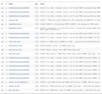 Figure 6-3. Devel query log with a warm cache