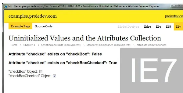 Figure 3-6. Webpage that demonstrates IE8’s behavior regarding uninitialized attributes 