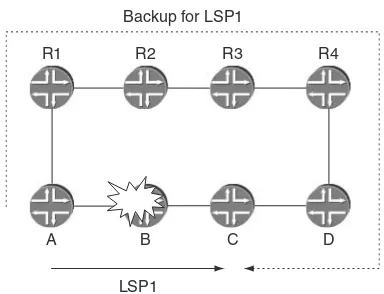 Figure 3.11Some network topologies yield very long protection paths 