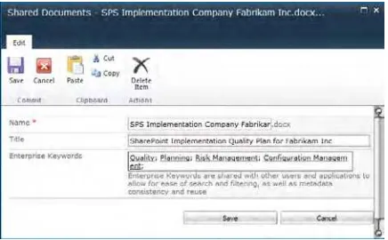 Figure 5-2 Tagging interface for keywords in SharePoint 2010.
