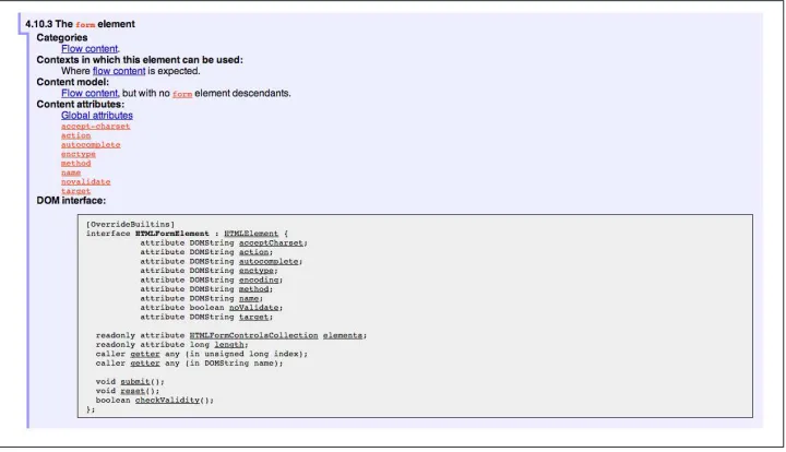 Figure 2-1. Example WebIDL snippet for the HTML form element