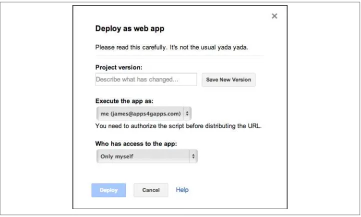 Figure 1-18. The “Deploy as web app” dialog