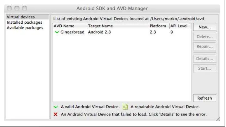 Figure 3-3. Android SDK and AVD Manager