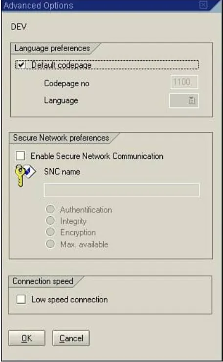 Figure 2.5. For SAP GUI users at remote sites orusing slow modems or networks to connect toSAP, the Low Speed Connection option can reallyhelp speed up system response times.