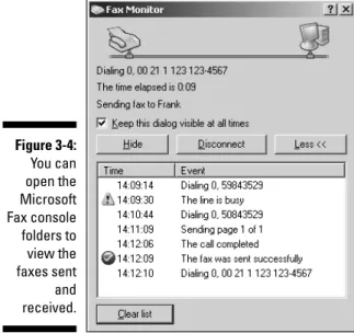 Figure 3-4: You can open the Microsoft Fax console folders to view the faxes sent and received