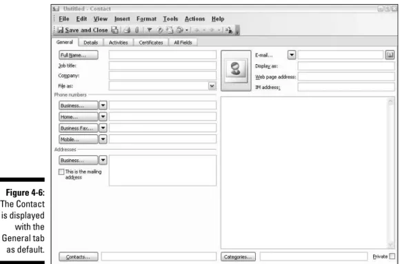 Figure 4-6: The Contact is displayed with the General tab as default.