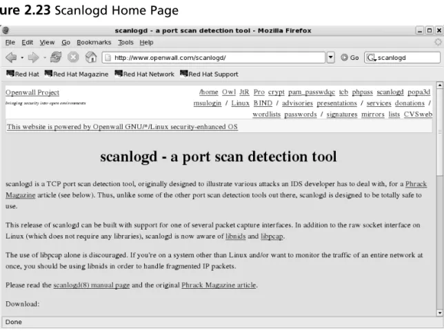 Figure 2.23 Scanlogd Home Page