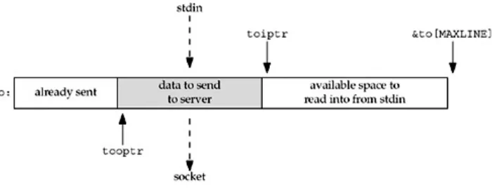Figure 16.2. Buffer containing data from thesocket going to standard output.