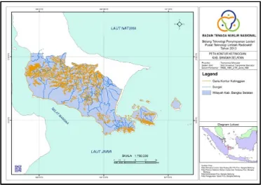 Gambar 3. Peta kontur ketinggian dan pola sungai wilayah Kabupaten Bangka Selatan 
