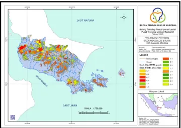 Gambar 12. Peta wilayah potensial berdasarkan scoring geologi dan rencana tata ruang  wilayah Kabupaten Bangka Selatan 